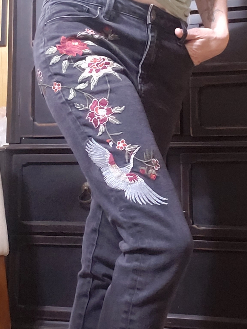 Nanette Lepore - Dark Skinny Jeans with Beautiful Embroidery - Picture 15 of 15
